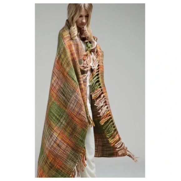 Premium Chunky Yarn Plaid Blanket, Color: Citrus Chamomile - Picture 7 of 9